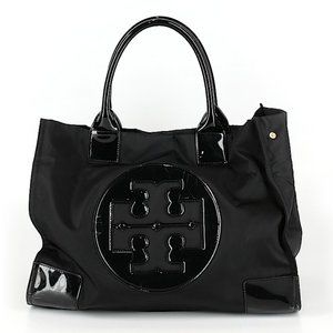 Tory Burch Logo Nylon Black Tote Bag